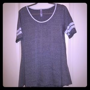 Lularoe Classic tee solid gray white stripe large